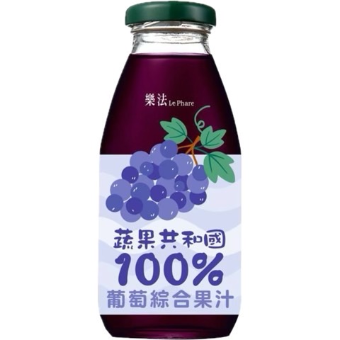 100%葡萄綜合果汁玻璃瓶290ml